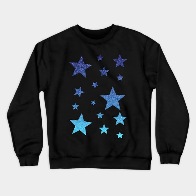 Blue Ombre Faux Glitter Stars Crewneck Sweatshirt by Felicity-K